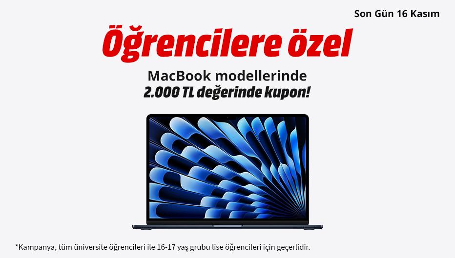 MediaMarkt'tan Öğrencilere Özel MacBook’larda 2.000 TL Hediye Kupon! - MediaMarkt öğrenci indirimi kampanya görseli