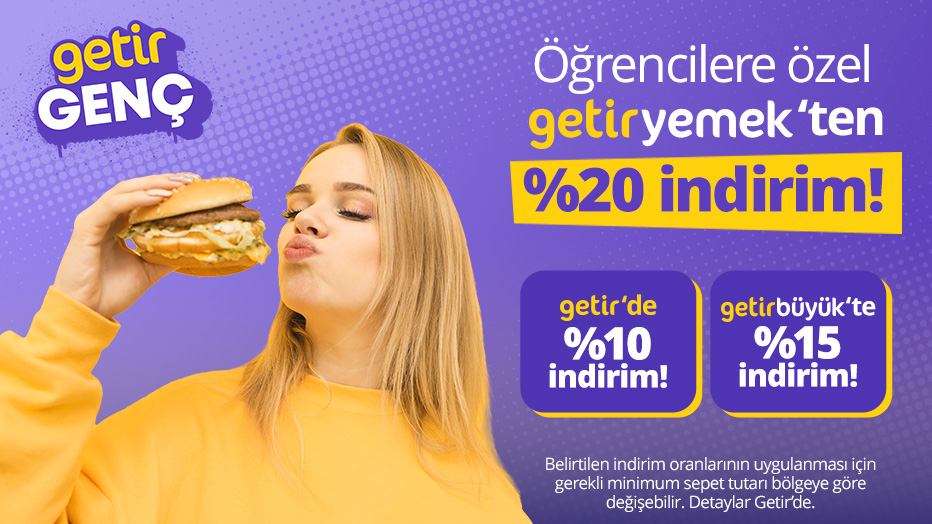 GetirYemek’ten öğrencilere özel %20 indirim!
