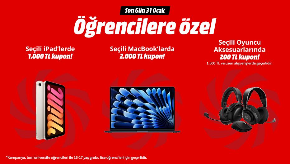 MediaMarkt'tan Öğrencilere Özel MacBook – iPad ve Oyuncu Aksesurlarında Geçerli Kupon Desteği!