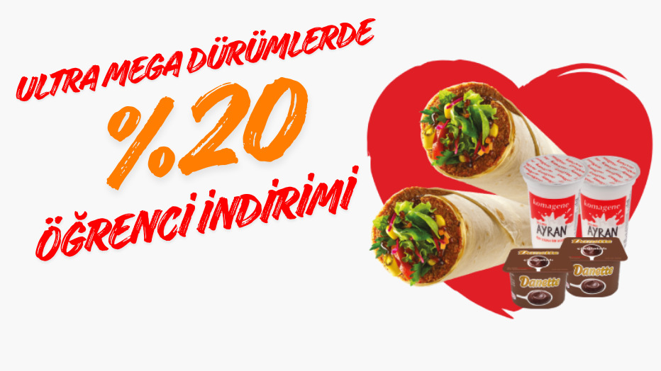 Komagene'den Tüm Öğrencilere Ultra Mega Dürümlerde %20 İndirim
