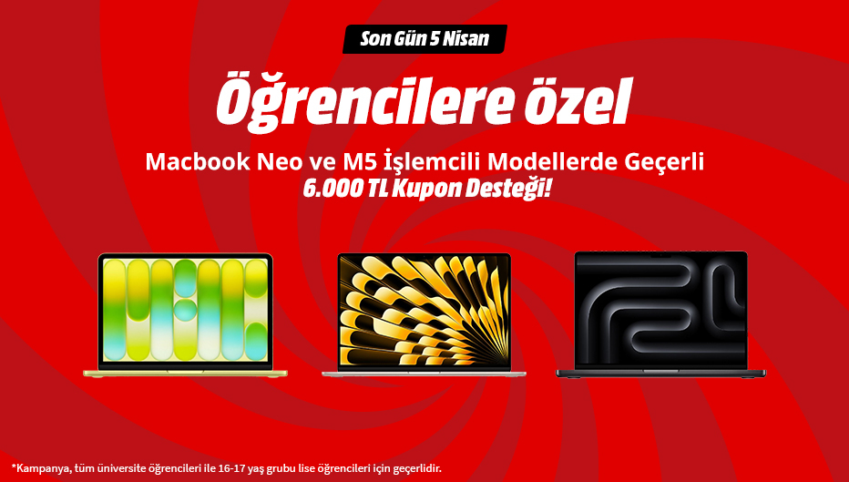 Macbook Neo ve M5 İşlemcili Modellerde Geçerli 6.000 TL Kupon Desteği!