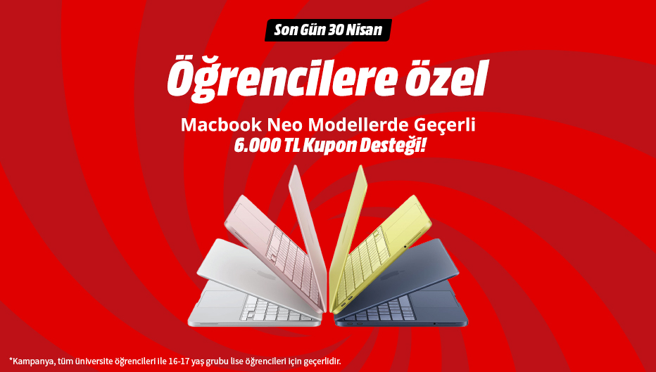 Macbook Neo ve M5 İşlemcili Modellerde Geçerli 6.000 TL Kupon Desteği!