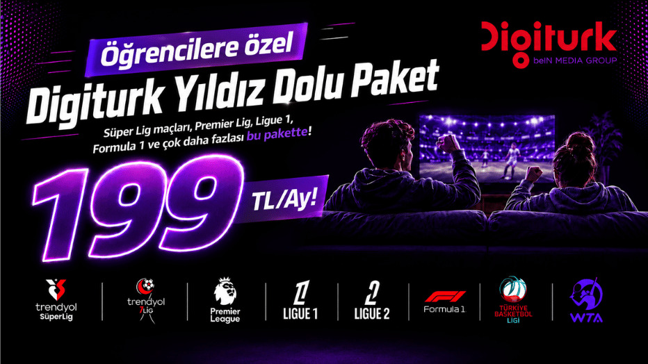 Digiturk Yıldız  Dolu Paket Öğrencilere Sadece 199 TL/Ay!