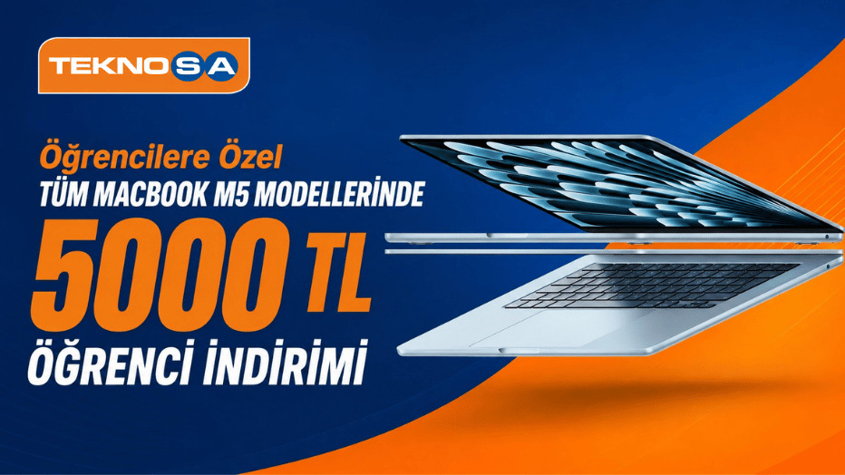 Öğrencilere Özel Tüm Macbook  M5 Modellerinde Geçerli 5.000 TL Kupon Fırsatı!