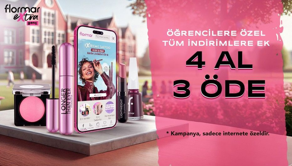 Flormar'dan Öğrencilere Tüm İndirimlere Ek 4 Al 3 Öde ve Kargo Bedava Fırsatı