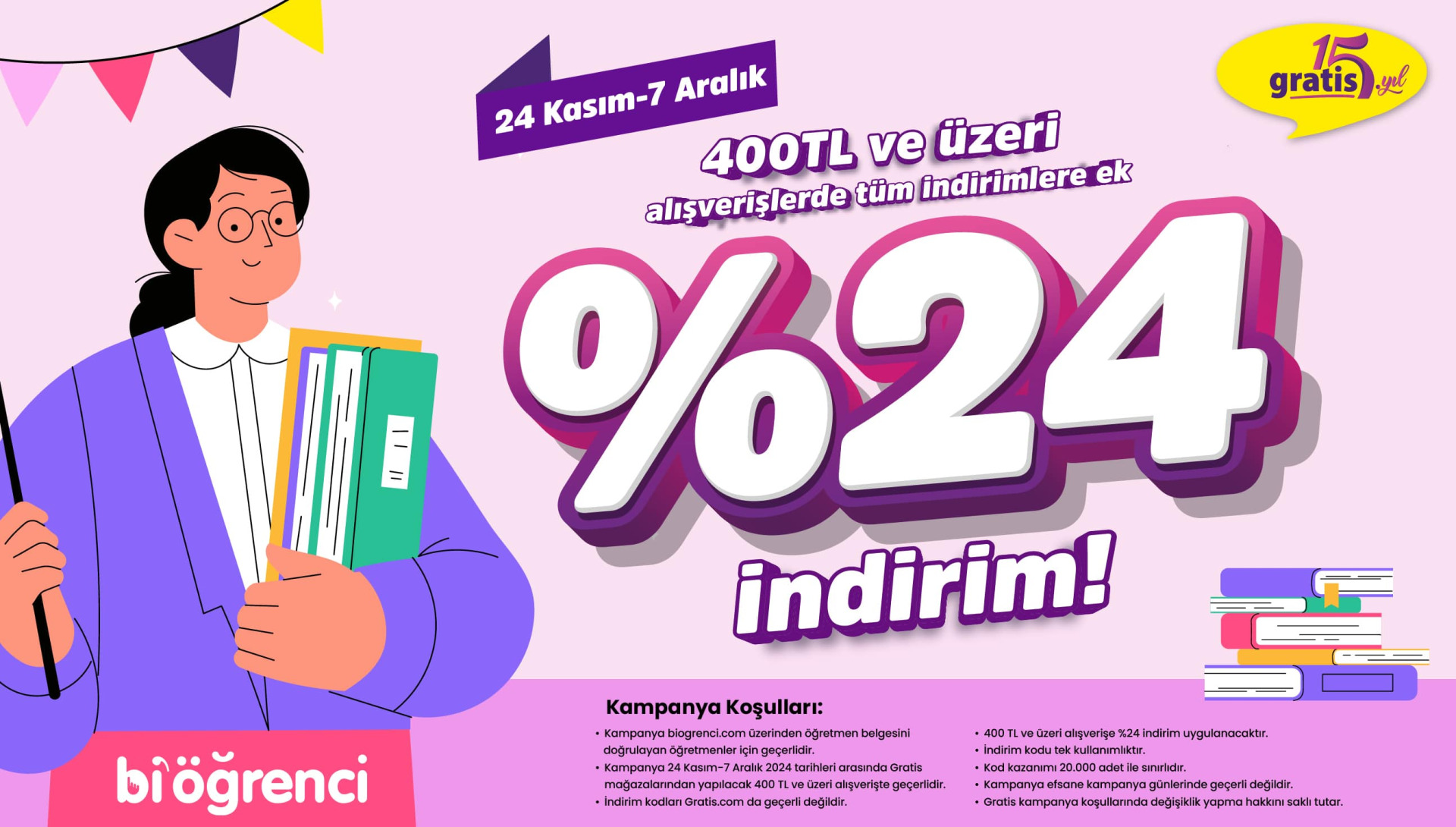 Gratis'ten Öğretmenlerimize Tüm İndirimlere Ek %24 İndirim!