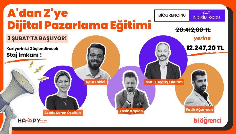 Happy Academy ile Staj İmkanlı Dijital Pazarlama Eğitimi %40 İndirimli!