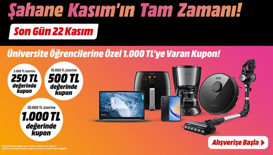 MediaMarkt'tan Öğrencilere Özel 1.000 TL’ye Varan Hediye Kupon!
