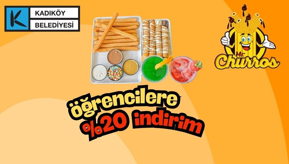 Mr. Churros'da Okul Çıkışı Tatlı Bir Kaçamak %20 Öğrenci İndirimli! - Kadiköy Belediyesi öğrenci indirimi kampanya görseli