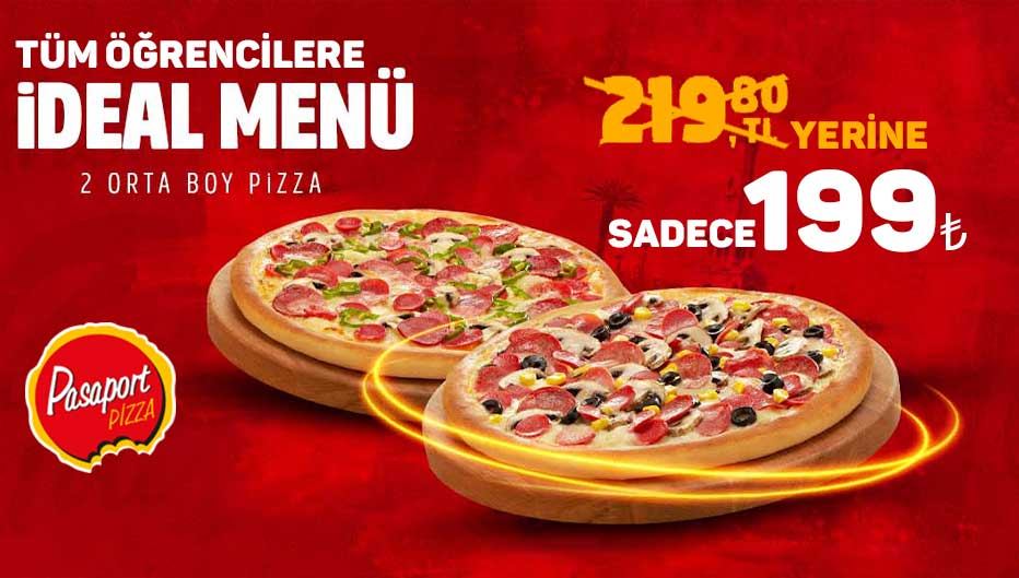Pasaport Pizza'dan Tüm Öğrencilere İdeal Menü 2 Adet Orta Boy Pizza 199TL!