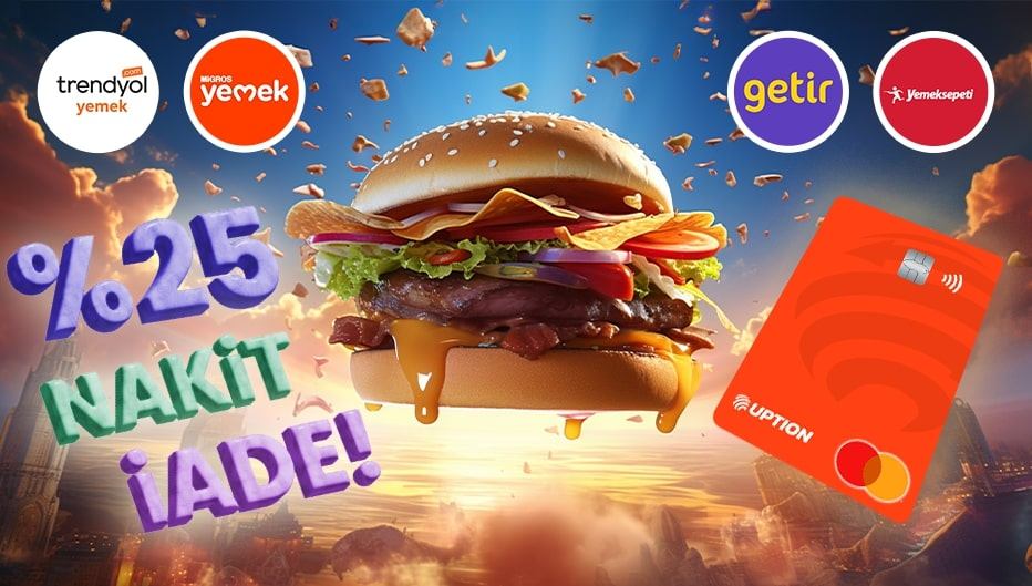UPTION Kart’tan Online Yemek Harcamalarına %25 Nakit İade!